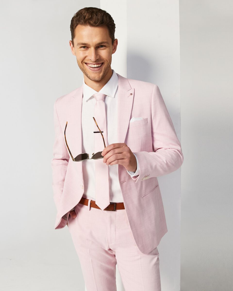 Mens Light Pink Tailored Suit Jacket